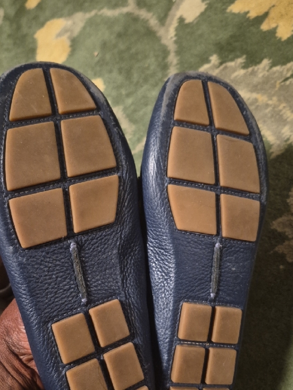 Tory Burch Navy Leather Loafers with Gold Logo - Picture 7 of 9